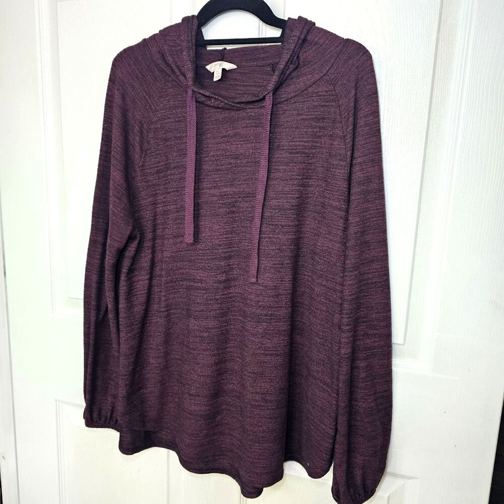Women's Terrace & Sky Maroon And Black Hooded Shirt 0X